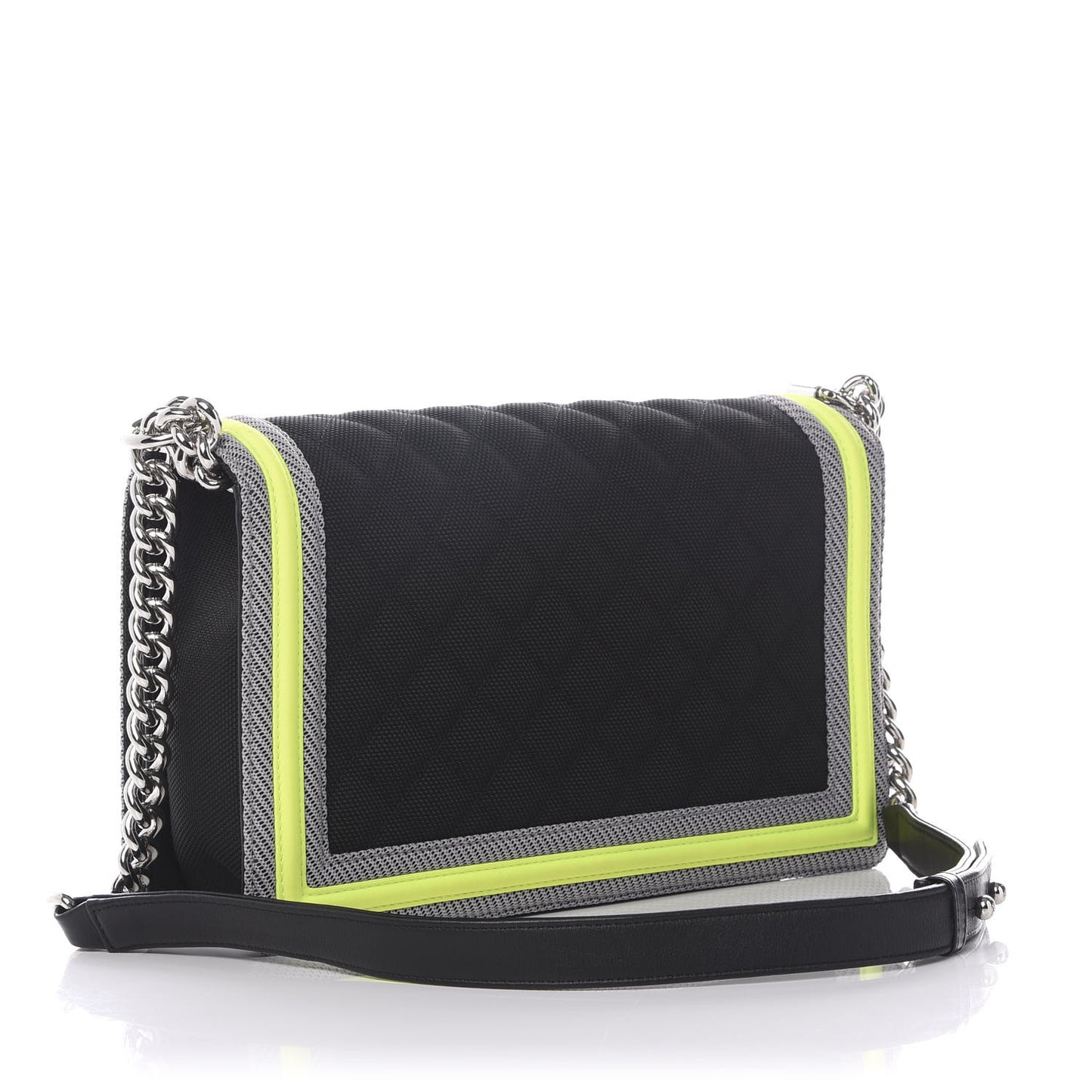 Canvas Quilted New Medium Fluo Boy Flap Black Grey Yellow