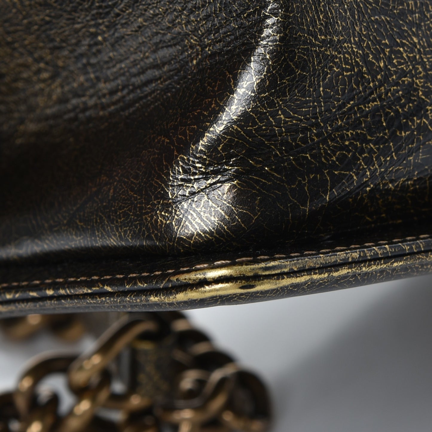 Metallic Calfskin Quilted Medium Boy Flap Gold