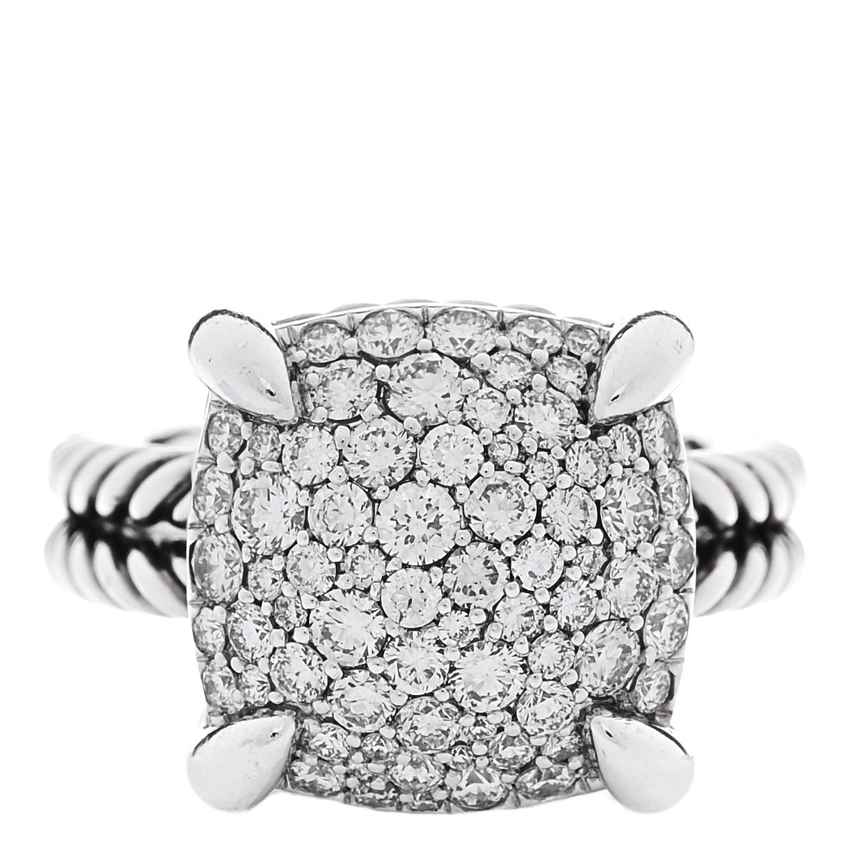 Sterling Silver Diamond 14mm Chatelaine Pave Ring 52 6