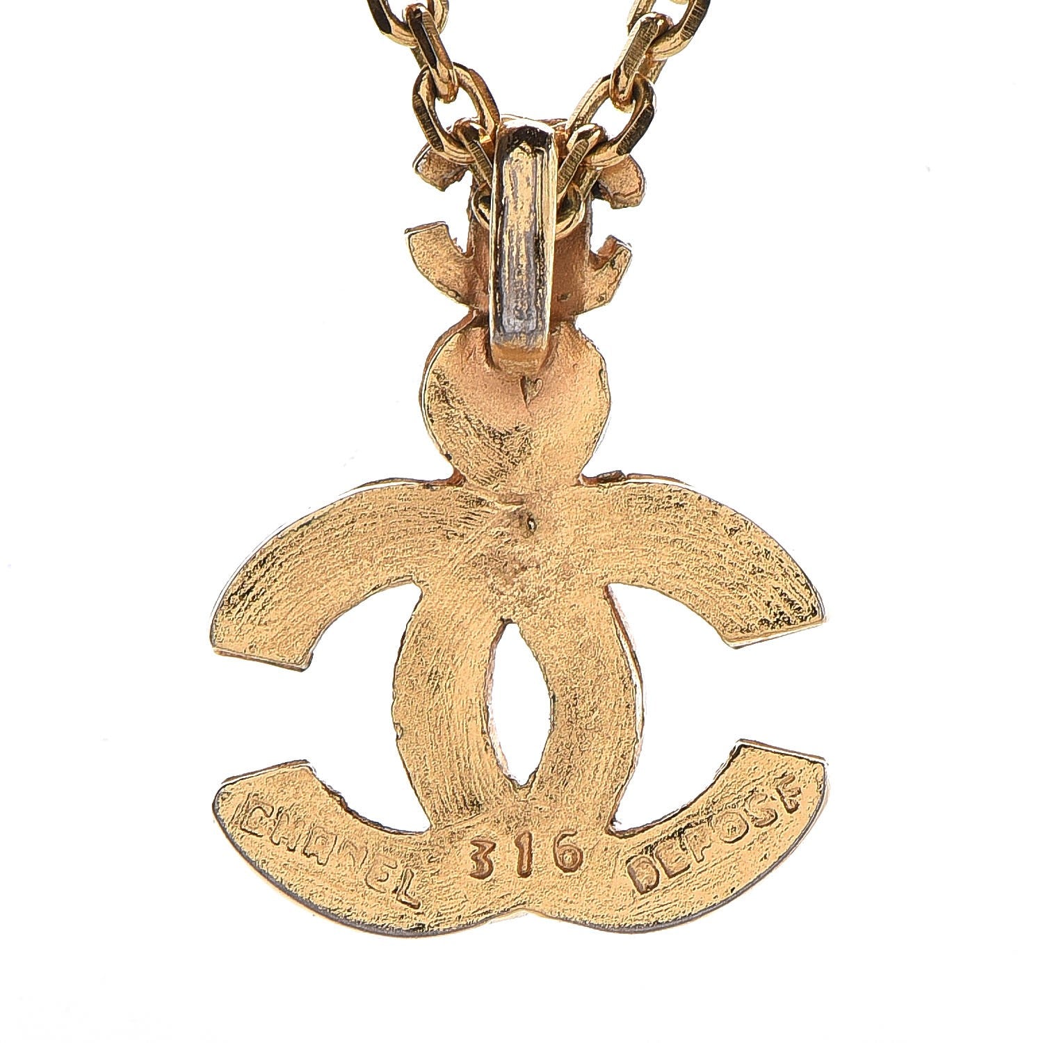 Chanel Enamel CC Pendant Necklace Gold 5 of 6