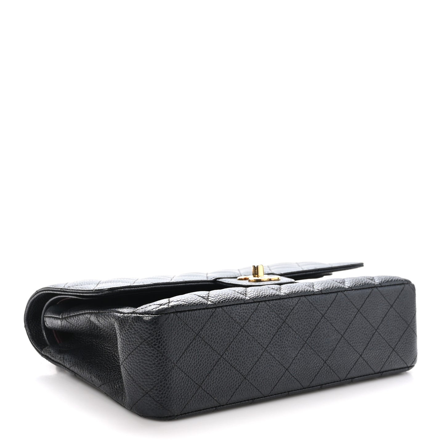 Caviar Quilted Medium Double Flap Black