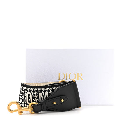 Christian Dior Canvas Houndstooth Embroidered 30 Montaigne Shoulder Strap Black White 5 of 5
