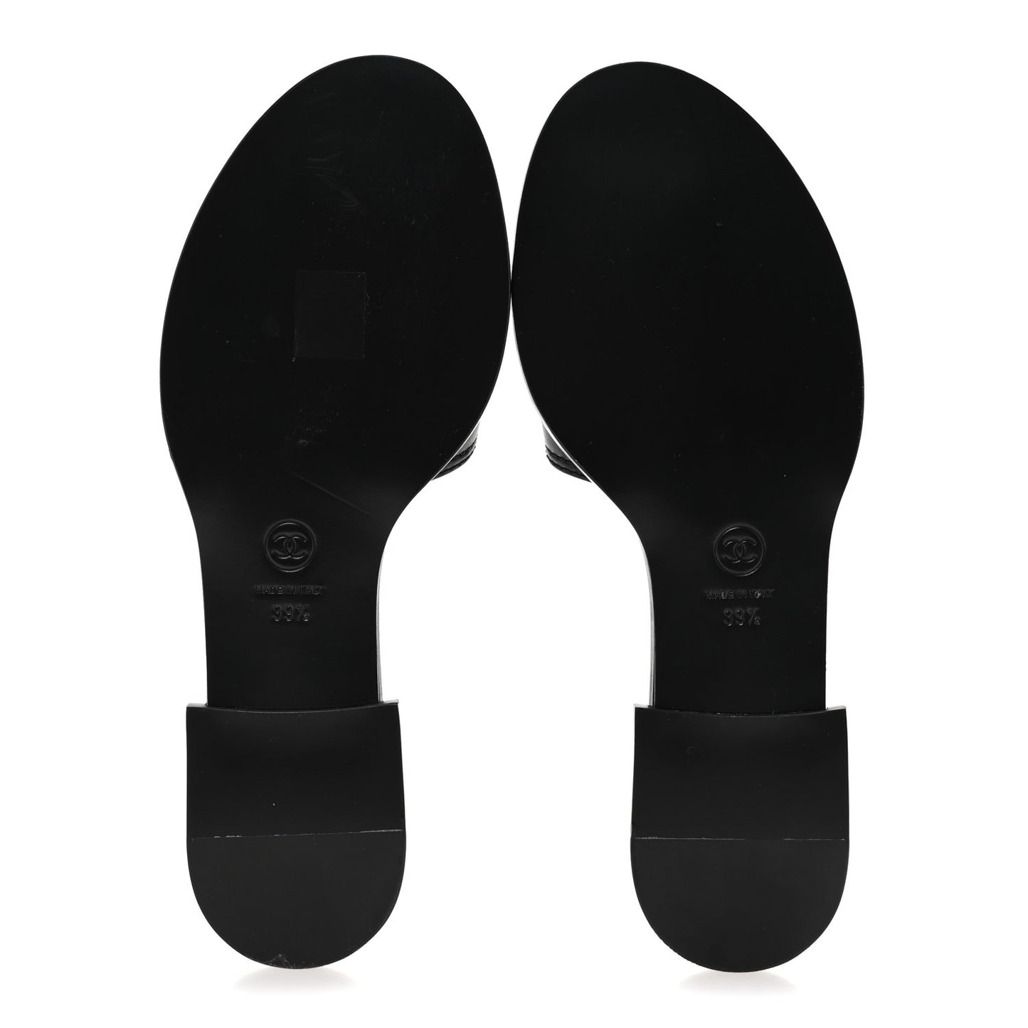 Shiny Calfskin CC Mules 39.5 Black