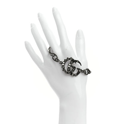 Gucci Oxidized Palladium Crystal Double G Bracelet Silver 2 of 5