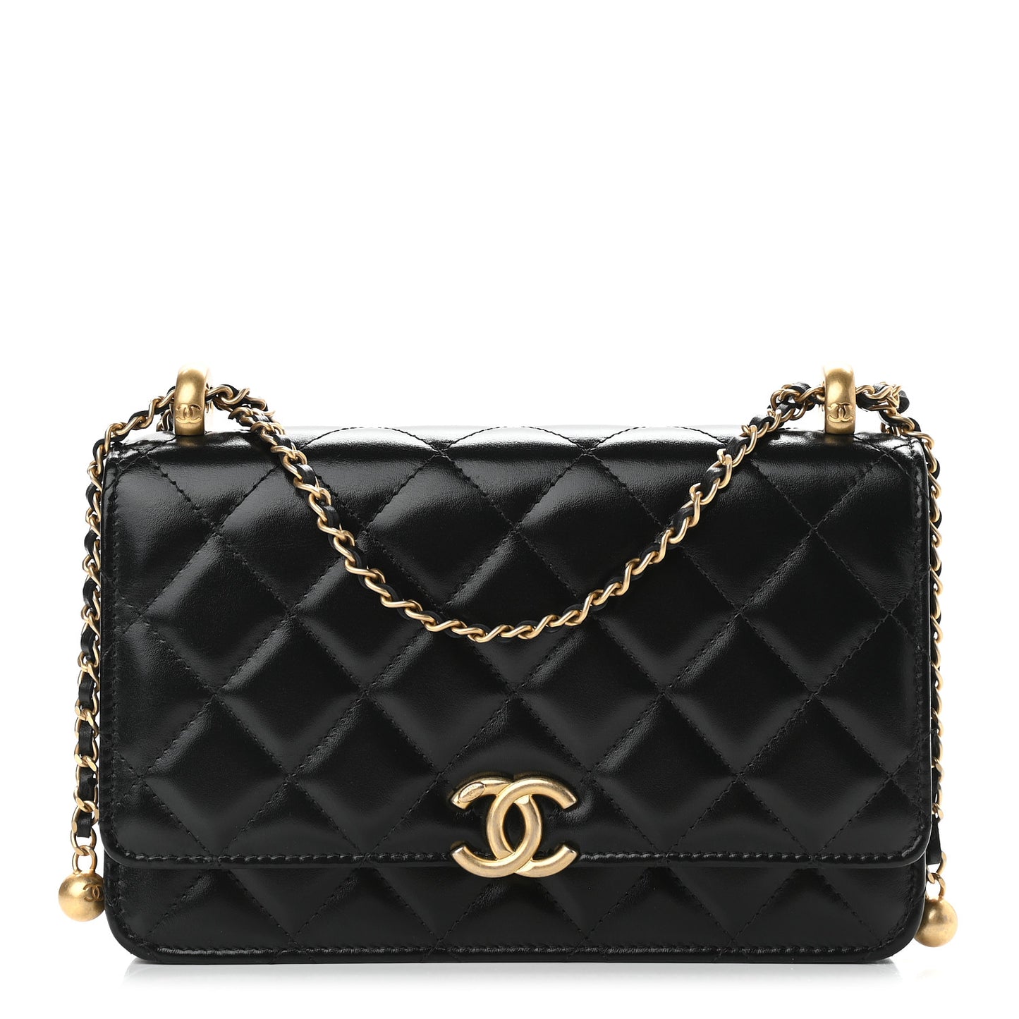 Calfskin Quilted Perfect Fit Wallet On Chain WOC Black