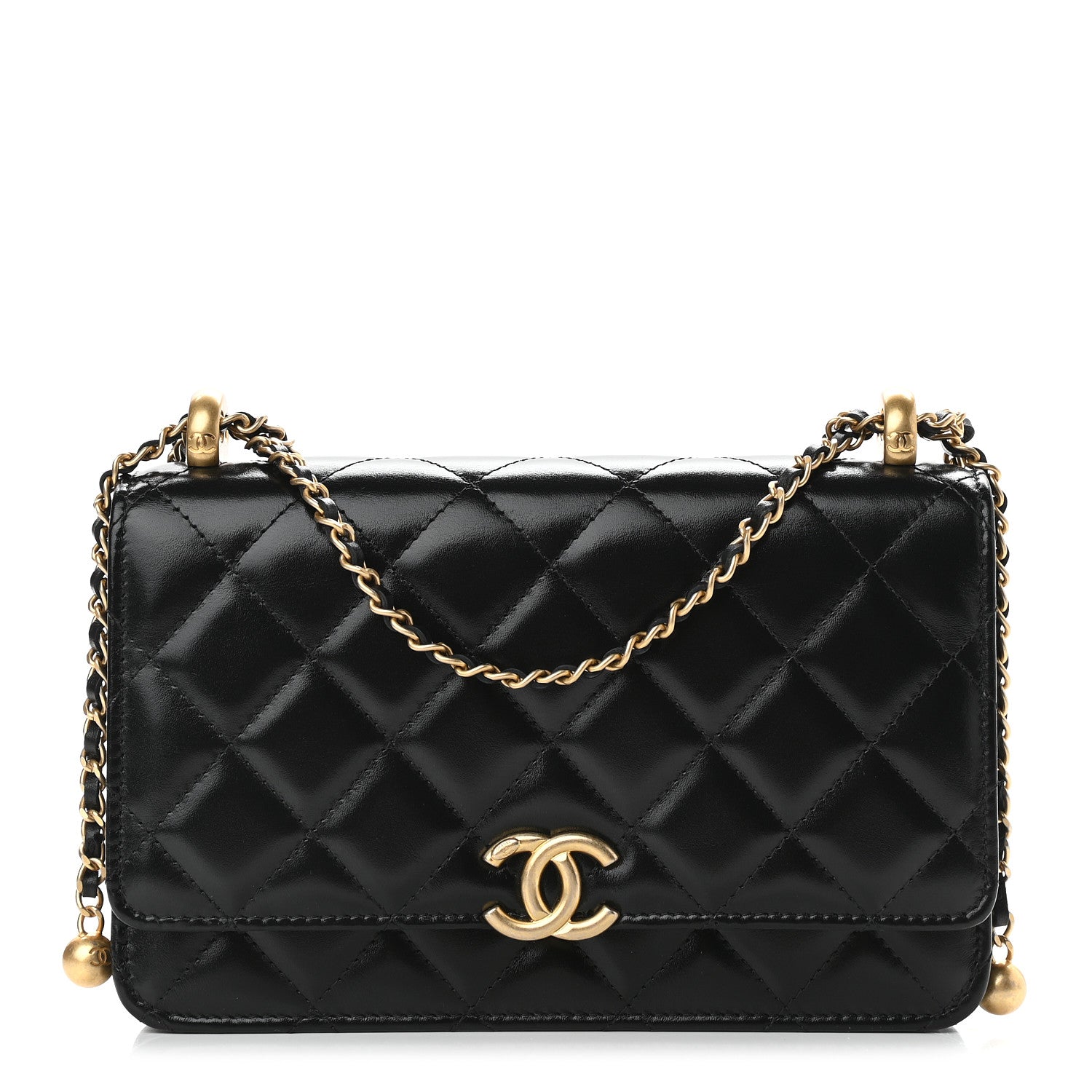 Chanel Calfskin Quilted Perfect Fit Wallet On Chain WOC Black 1 of 10