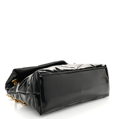 Saint Laurent Patent Quilted Small Loulou Puffer Monogram Chain Satchel Black 4 of 10