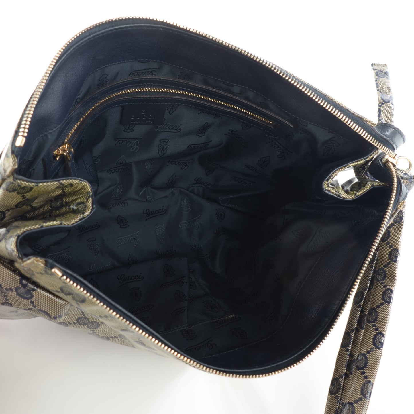 Crystal Monogram Large Hysteria Clutch Navy Blue