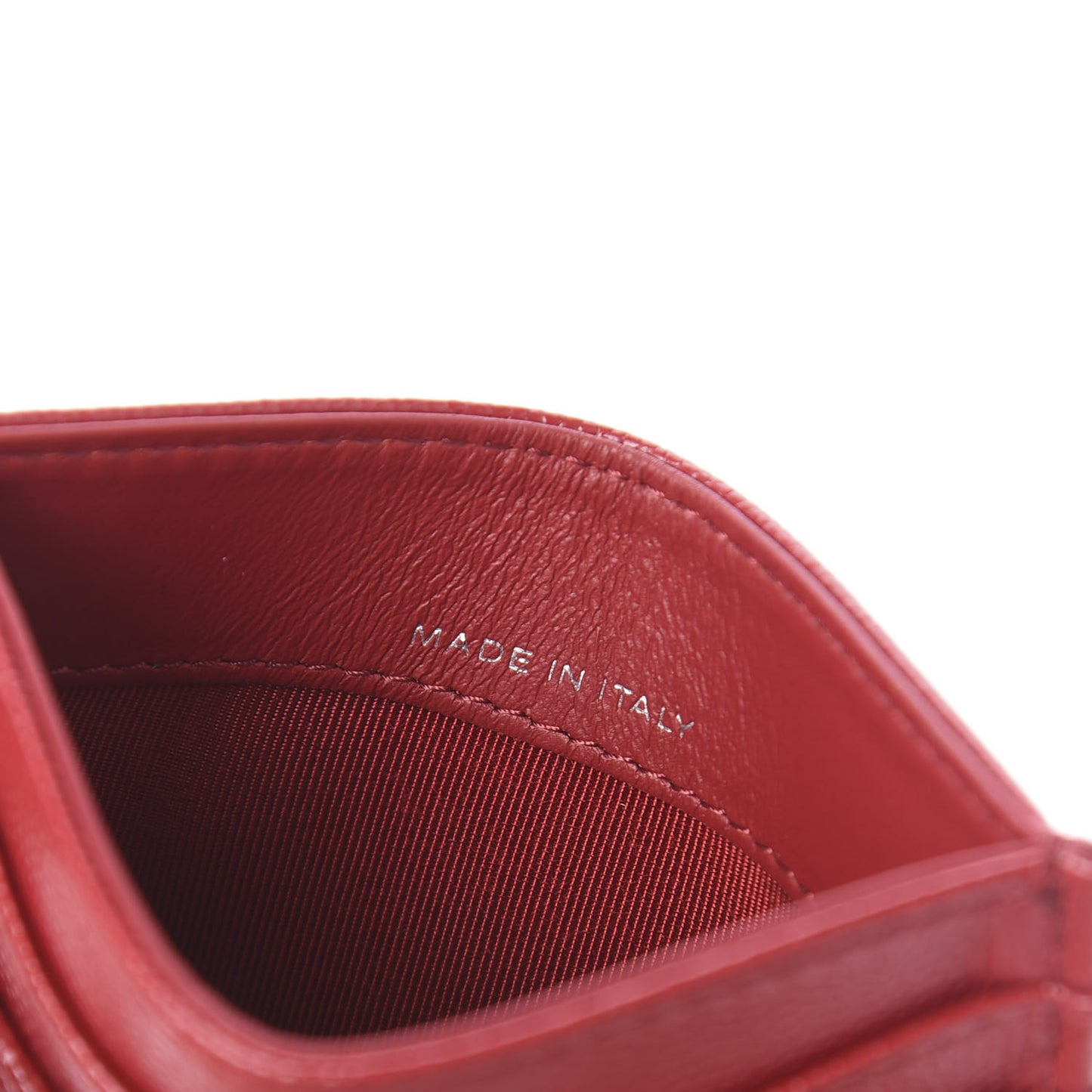 Caviar Quilted Card Holder Dark Red