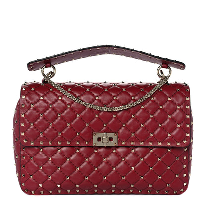 Valentino Garavani Nappa Large Rockstud Spike Shoulder Bag Rubino 1 of 9