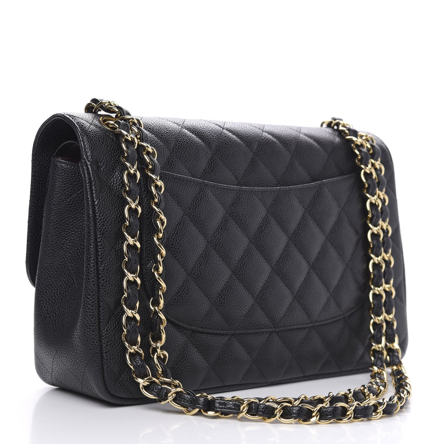 Caviar Quilted Jumbo Double Flap Black