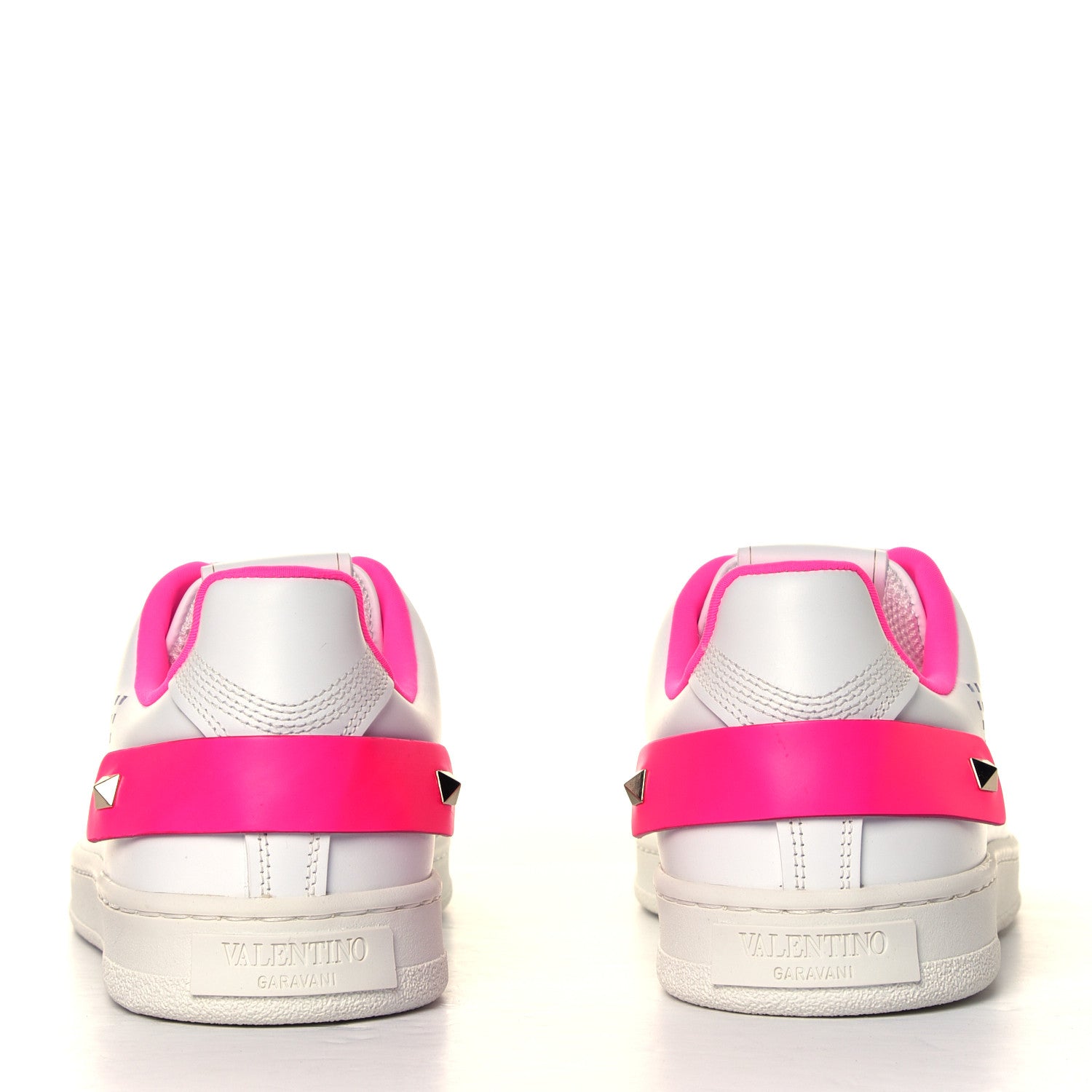 Valentino Garavani Calfskin Womens Backnet Sneakers 38.5 White Fuchsia 5 of 6