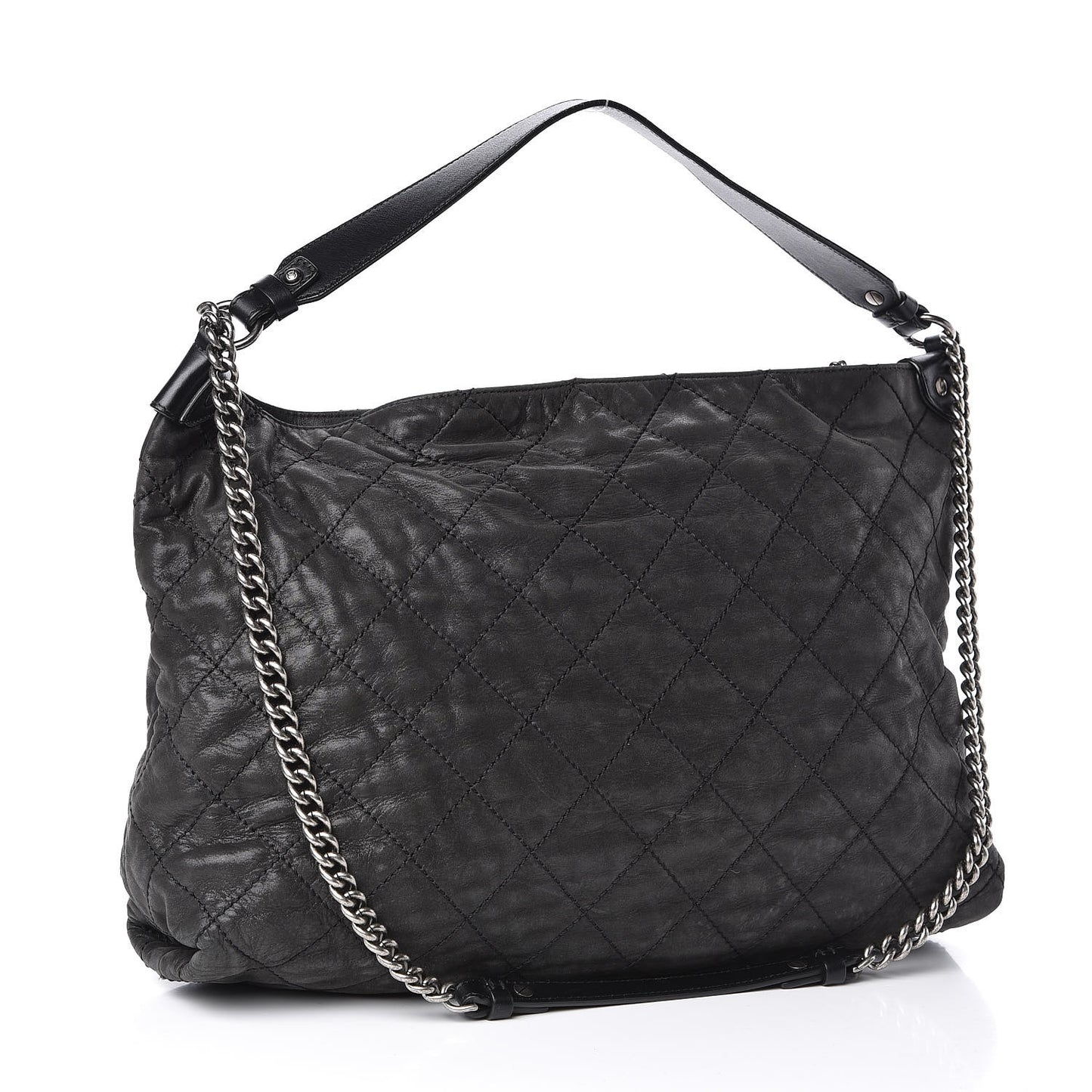 Iridescent Calfskin Coco Daily Hobo Black