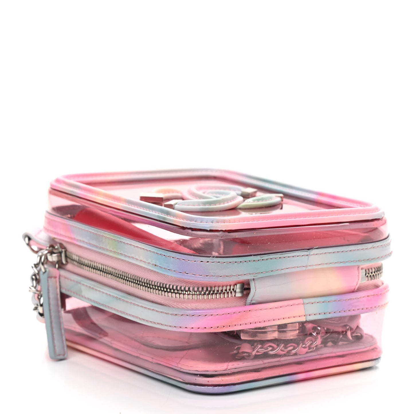 PVC Patent Calfskin Patent Lambskin Vertical Vanity Case Pink