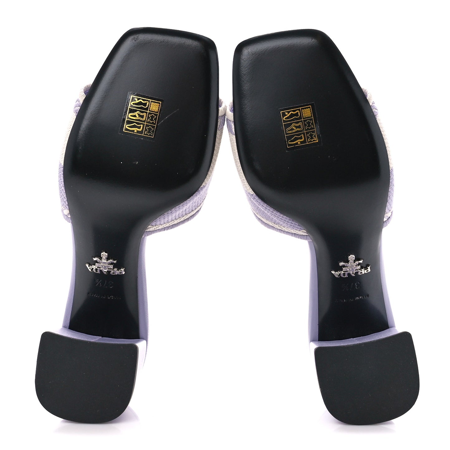 Fabric Logo Embroidered 65mm Block Heel Slide Sandals 37.5 Glicine Talco