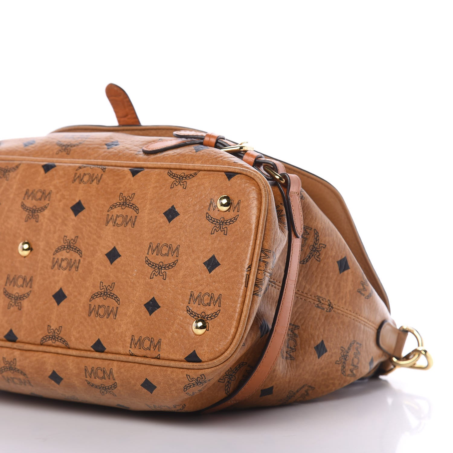 MCM Visetos Top Handle Satchel Cognac 9 of 10