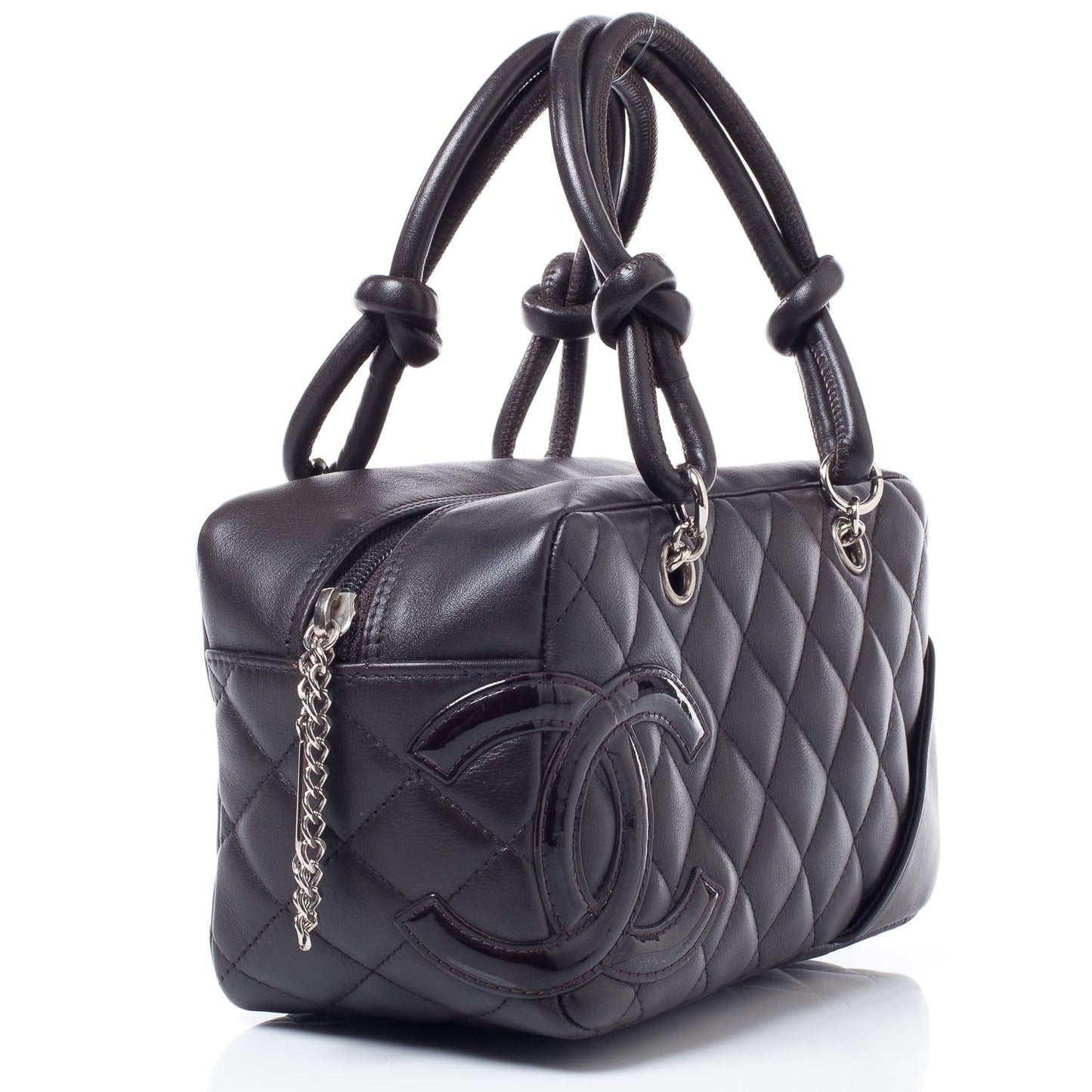 Calfskin Quilted Small Cambon Bowler Dark Brown