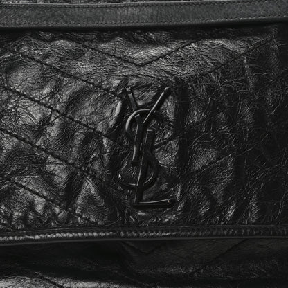 Saint Laurent Crinkled Calfskin Matelasse Monogram Large Niki Chain Satchel Black 8 of 10