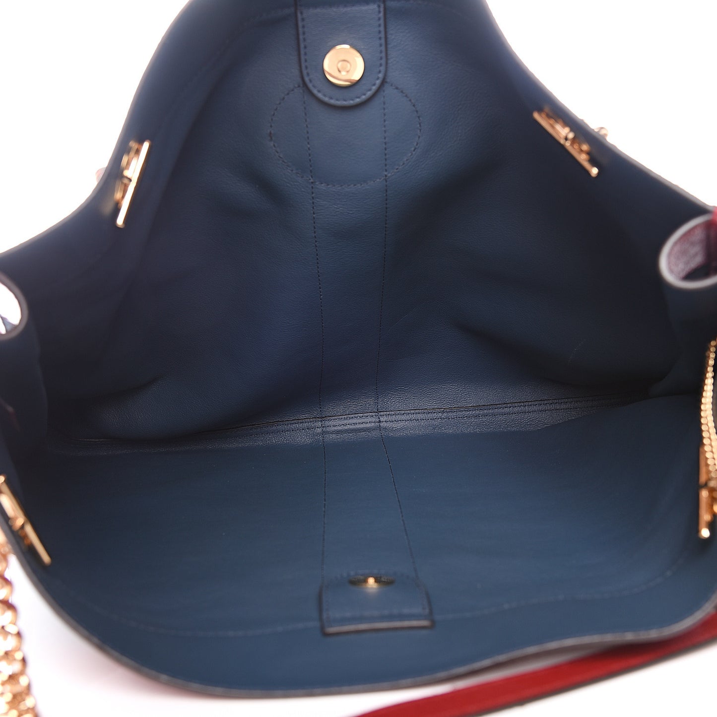 Suede Calfskin Large Rajah Chain Tote New Blue Romantic Cherry