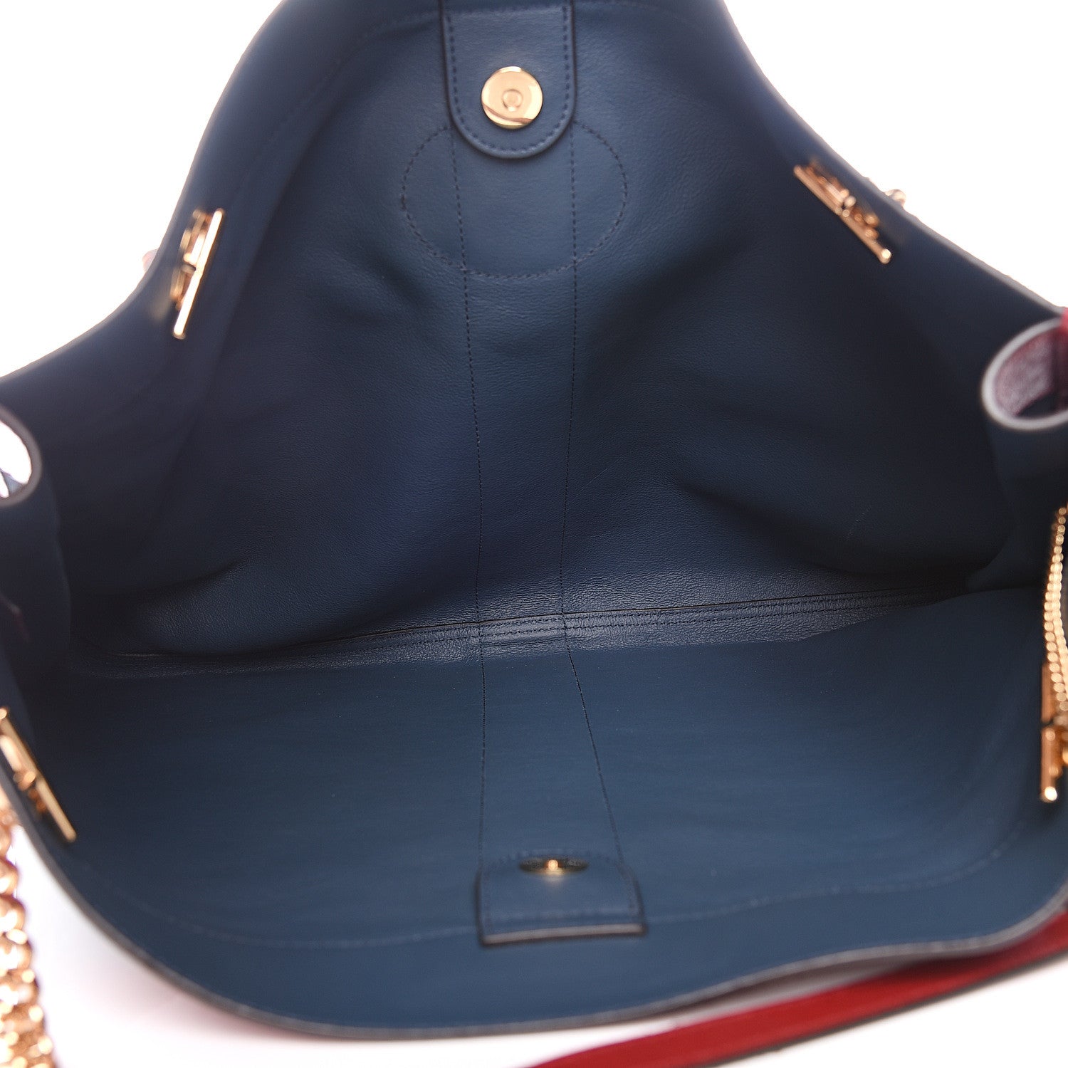 Gucci Suede Calfskin Large Rajah Chain Tote New Blue Romantic Cherry 4 of 13
