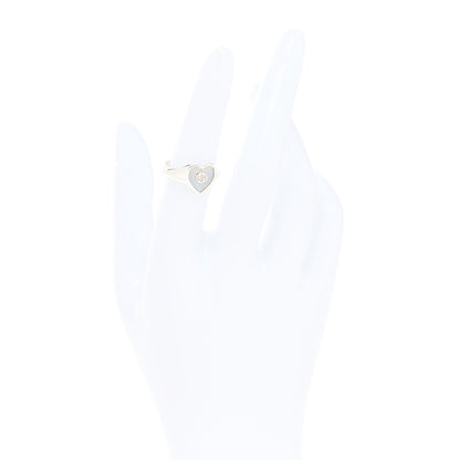 Gucci Sterling Silver Enamel GG Heart Ring 51 5.75 Blue 2 of 5