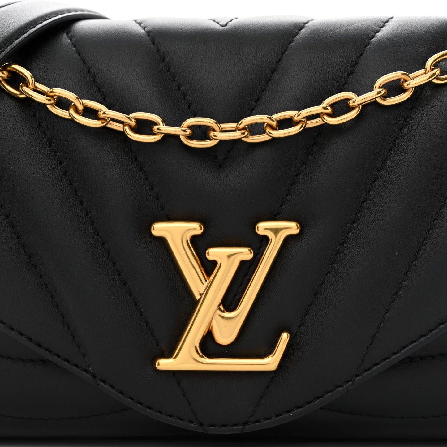 Calfskin LV New Wave Chain Bag Black
