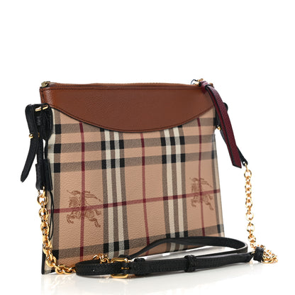 Burberry Haymarket Check Peyton Crossbody Clutch Bag Toffee 3 of 10