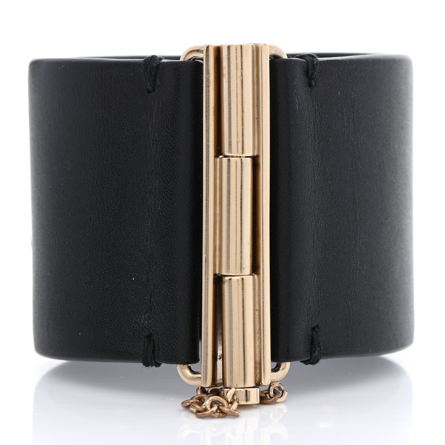 Chanel Calfskin CC Wide Cuff S Black Gold 3 of 6