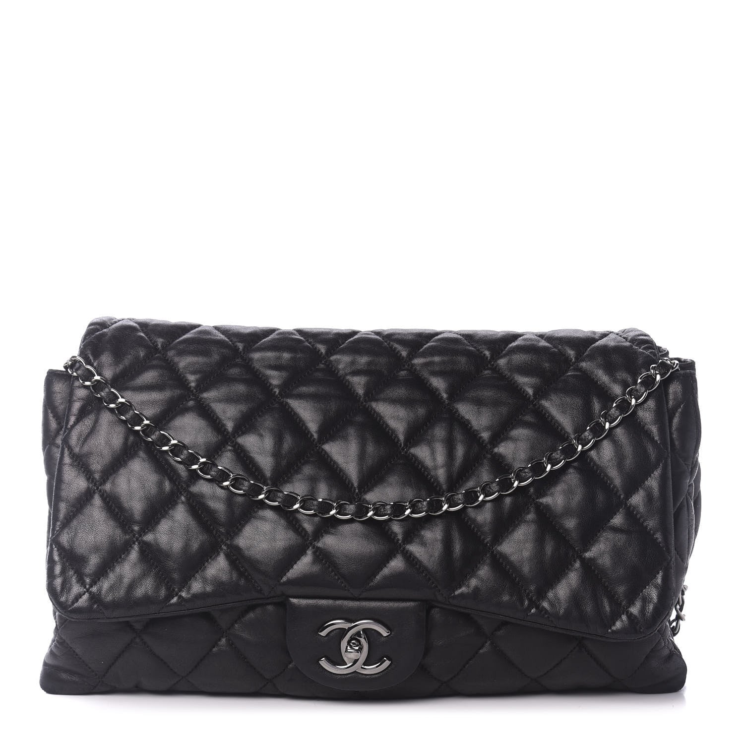 Chanel Lambskin Quilted Maxi 3 Flap Black 1 of 9