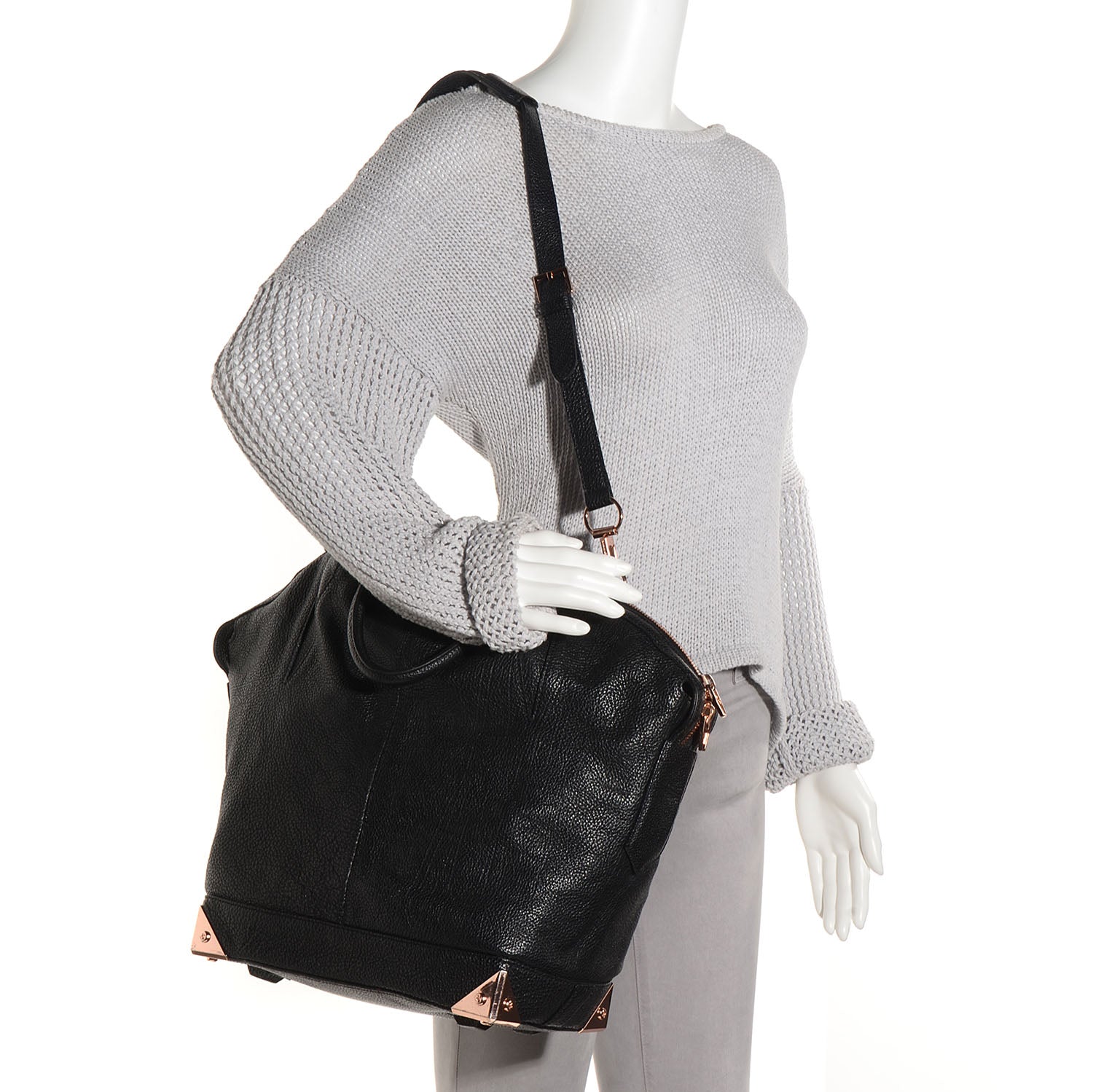 Alexander Wang Pebbled Leather Large Emile Black with Rose Gold Hardware 2 of 9