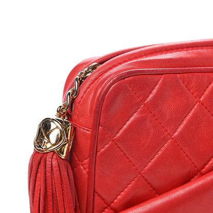 Chanel Lambskin Quilted Flap Tassel Camera Case Red 11 of 15