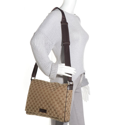 Gucci Monogram Small Flap Messenger Bag Beige Dark Brown 2 of 8