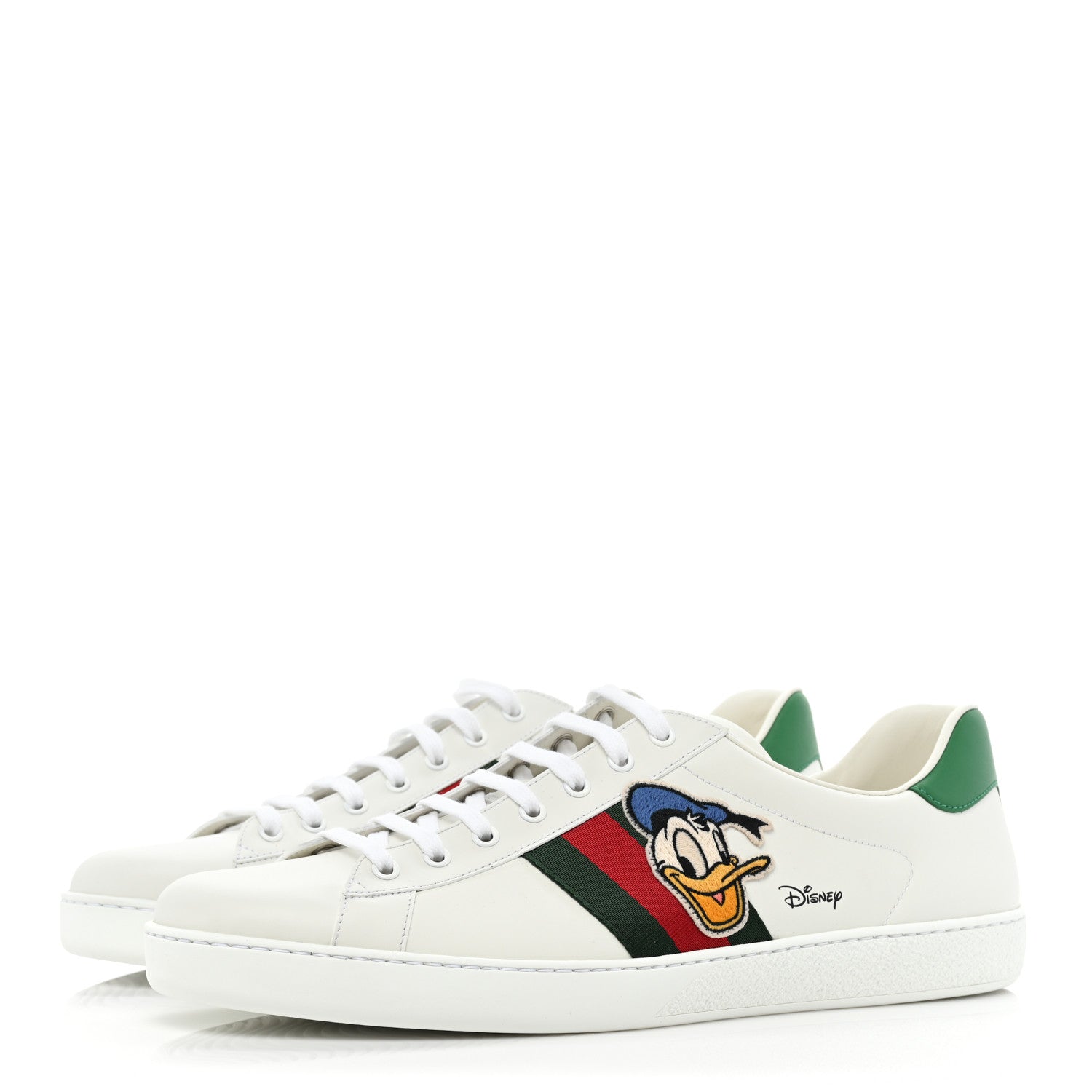 Gucci X DISNEY Calfskin Miro Soft Web Donald Duck Mens Ace Sneakers 14.5 White New Shamarock 3 of 9