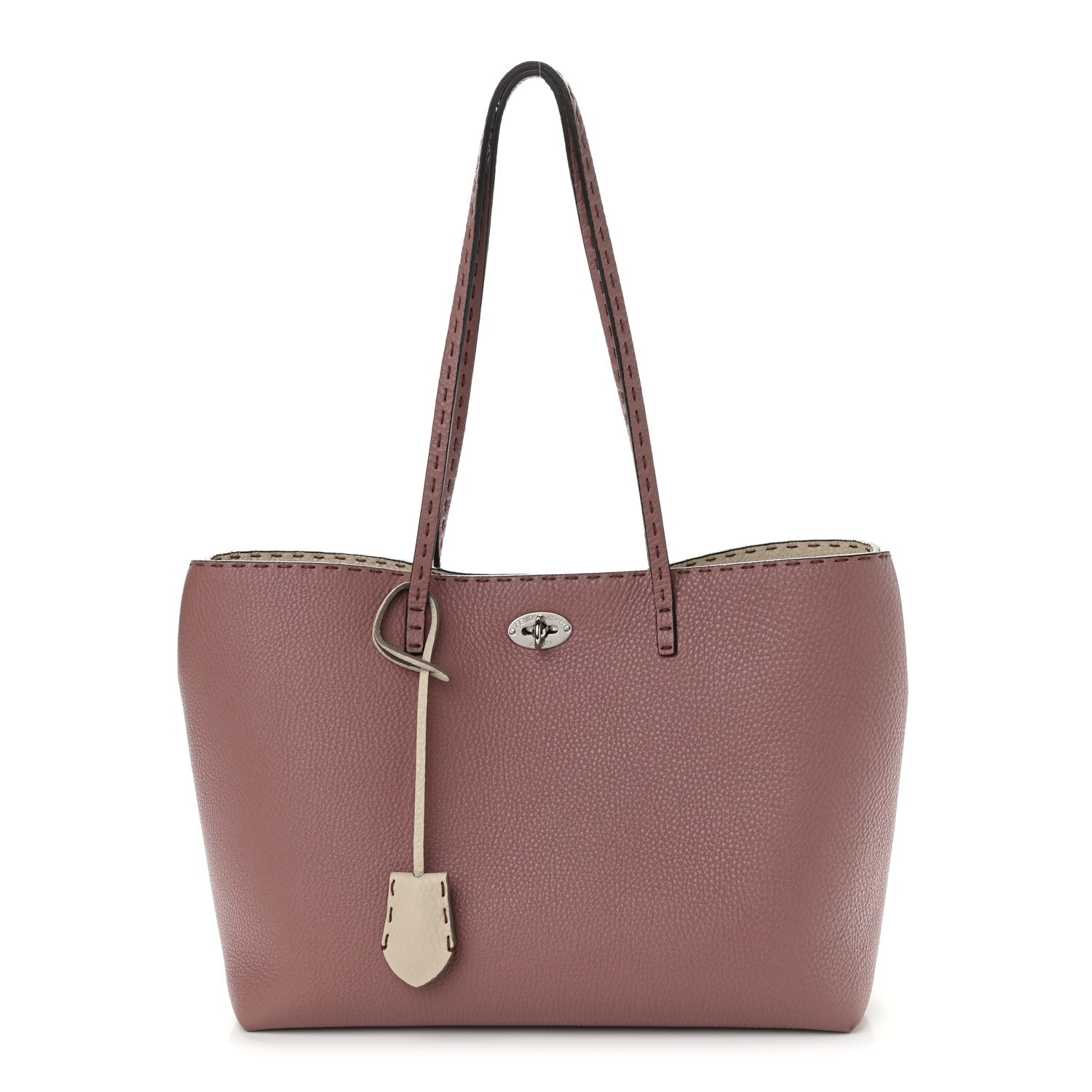 Fendi Cuoio Romano Selleria Bi-Color Carla Shopping Tote English Rose Camelia 1 of 11