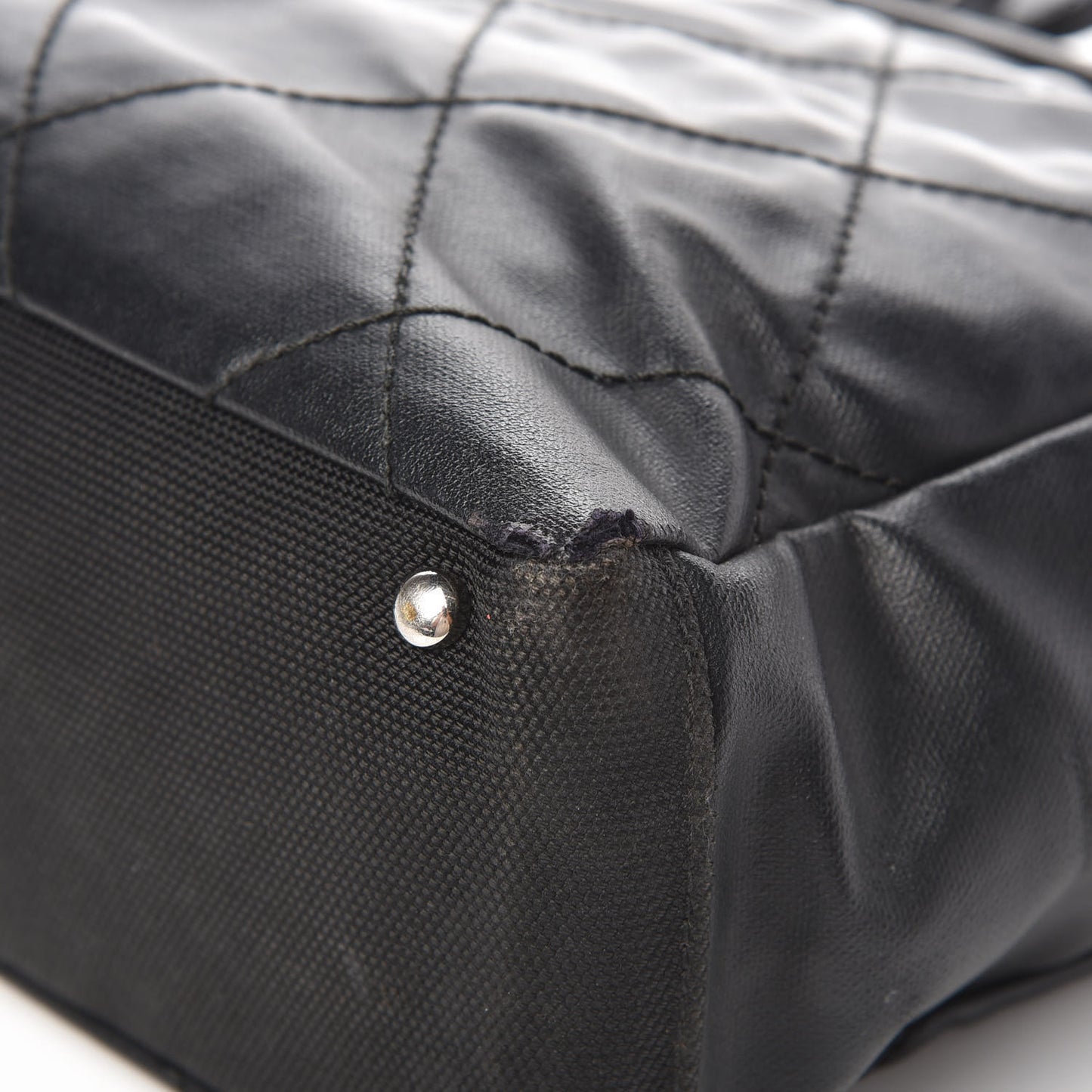 Coated Canvas Quilted Small Paris Biarritz Tote Black
