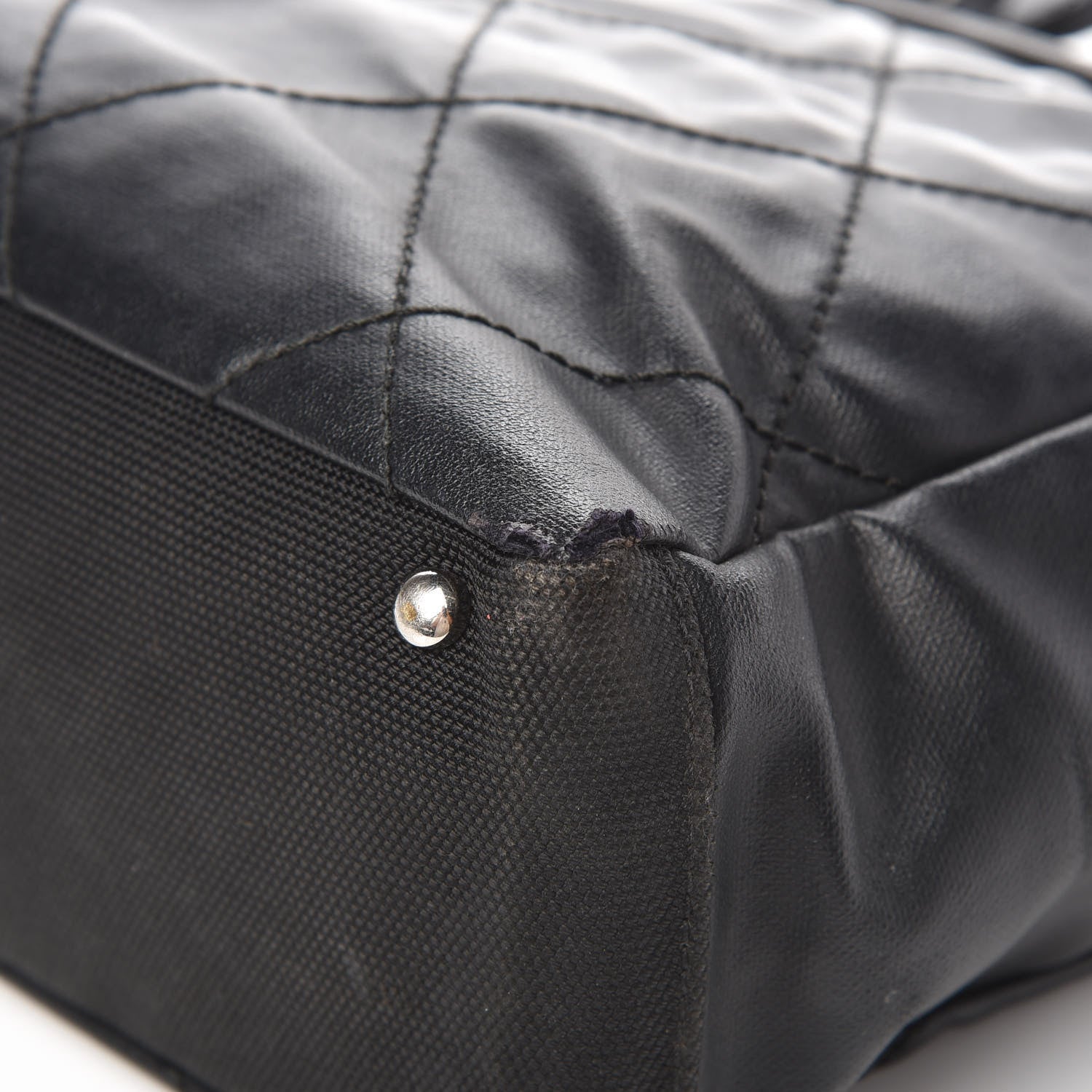 Chanel Coated Canvas Quilted Small Paris Biarritz Tote Black 10 of 15
