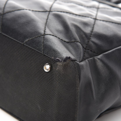 Chanel Coated Canvas Quilted Small Paris Biarritz Tote Black 10 of 15