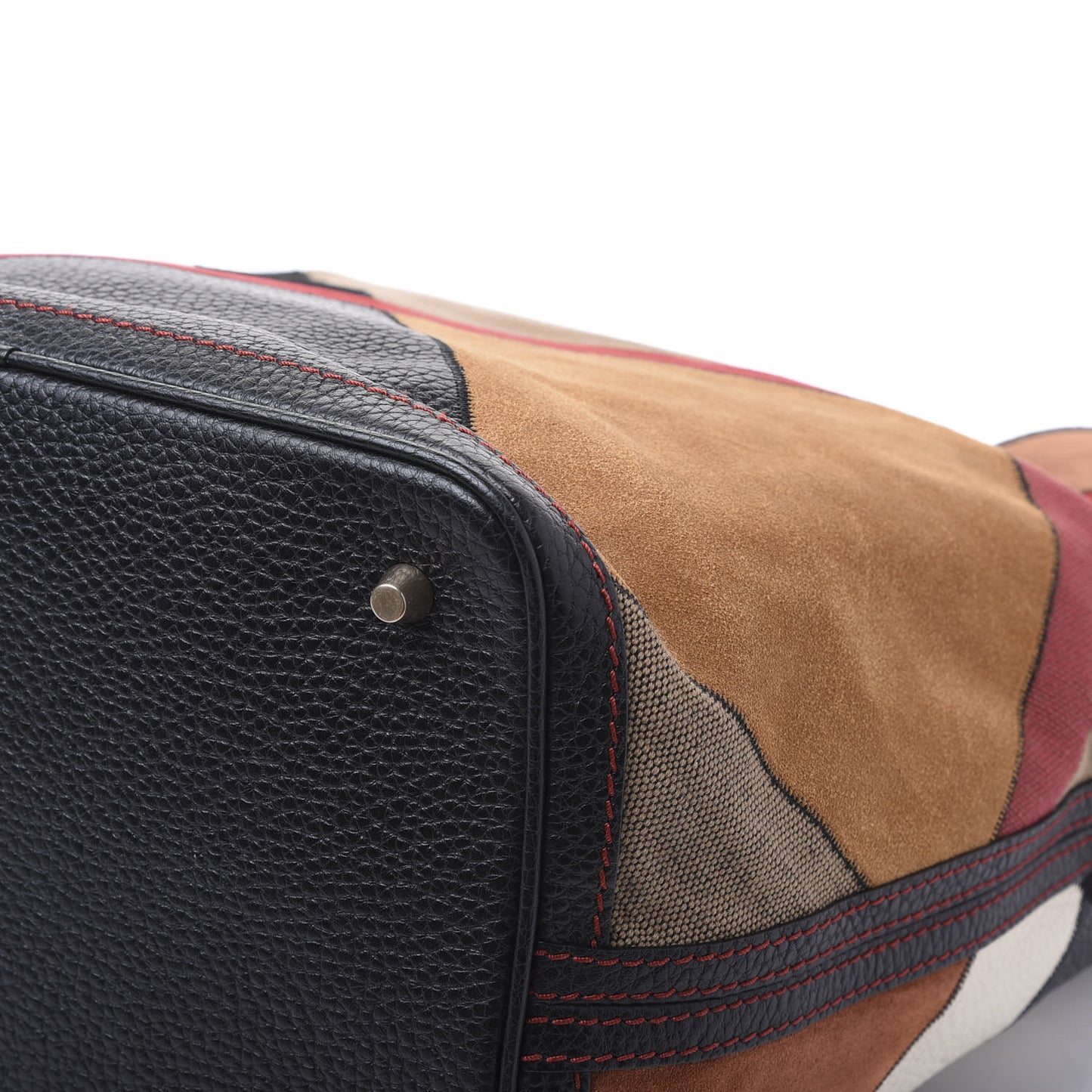 Grainy Calfskin Suede Canvas Mega Check Patchwork Medium Ashby Hobo Multicolor