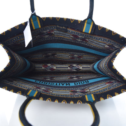 Christian Dior Canvas Embroidered Book Tote Blue Multicolor 5 of 10