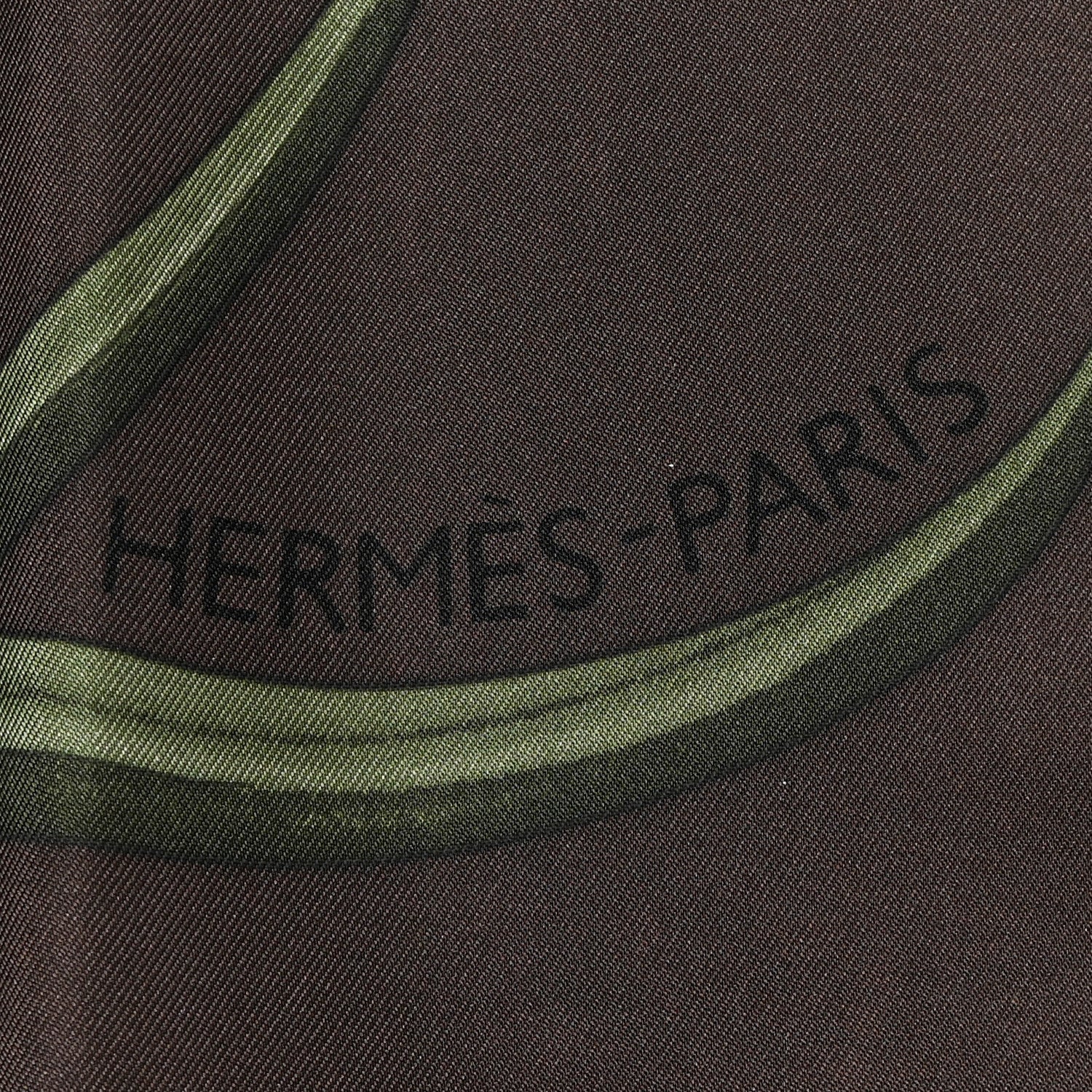 Hermes Silk Bouquet Final Scarf 90 Ebene Sable Vert 3 of 5