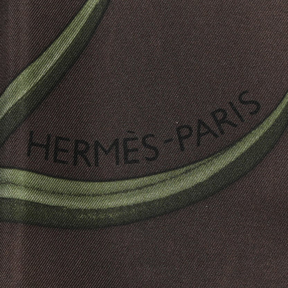 Hermes Silk Bouquet Final Scarf 90 Ebene Sable Vert 3 of 5