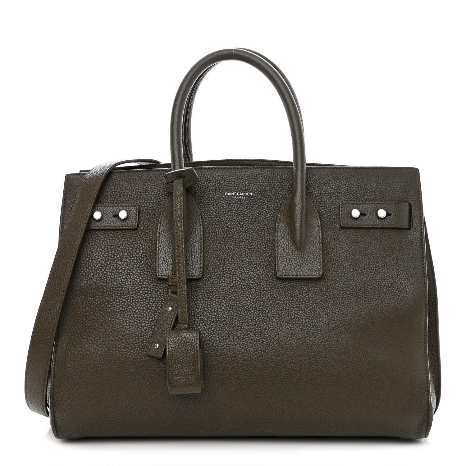 Saint Laurent Grained Calfskin Small Supple Sac De Jour Kaki Militaire 1 of 12