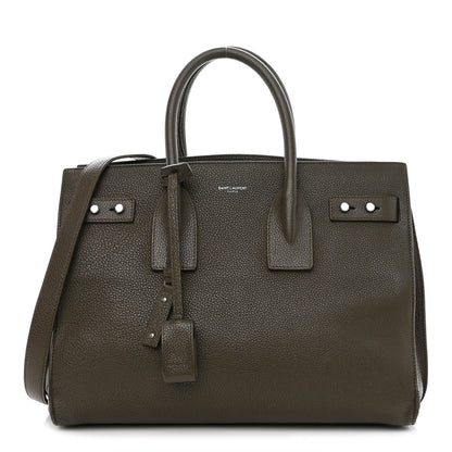 Saint Laurent Grained Calfskin Small Supple Sac De Jour Kaki Militaire 1 of 12
