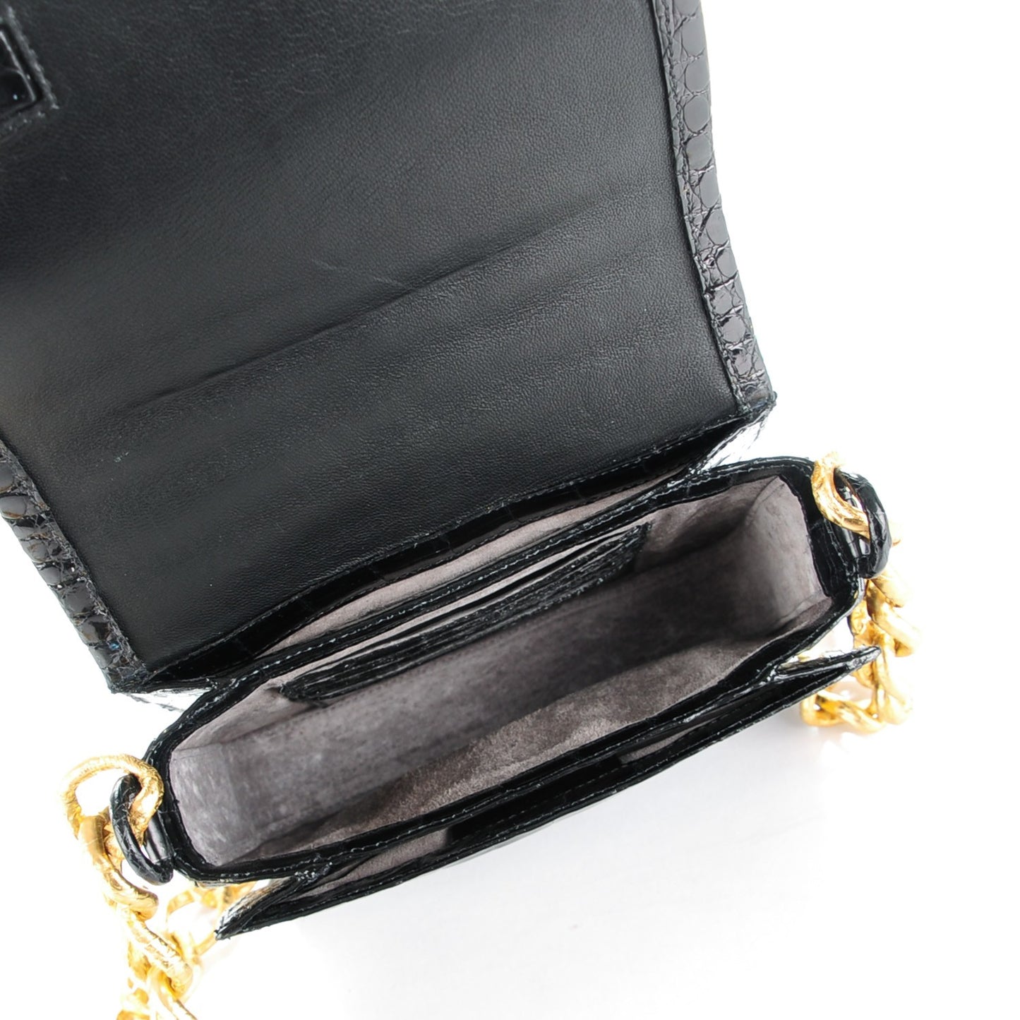 Crocodile Small Chain Crossbody Bag Black