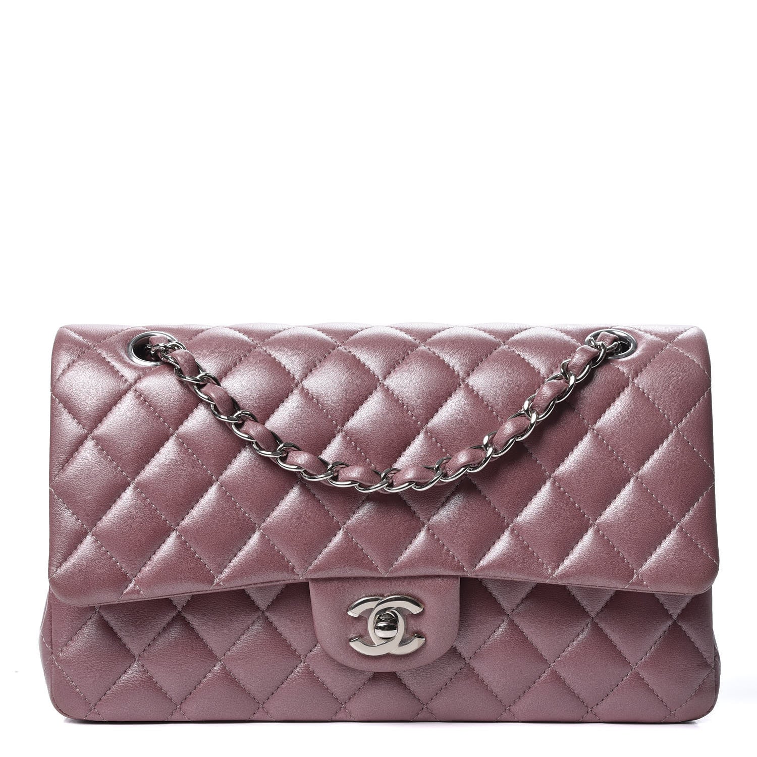 Chanel Metallic Lambskin Quilted Medium Double Flap Pink 1 of 10