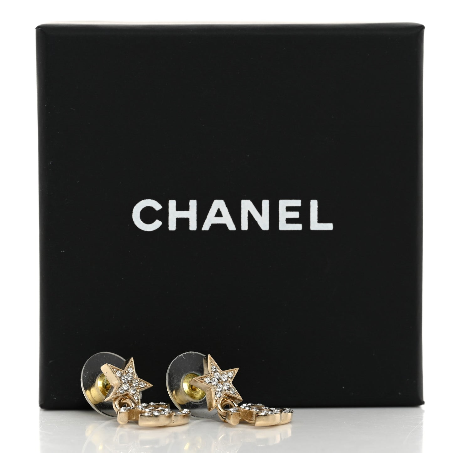 Crystal CC Star Drop Earrings Gold
