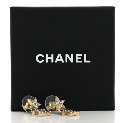 Chanel Crystal CC Star Drop Earrings Gold 5 of 5