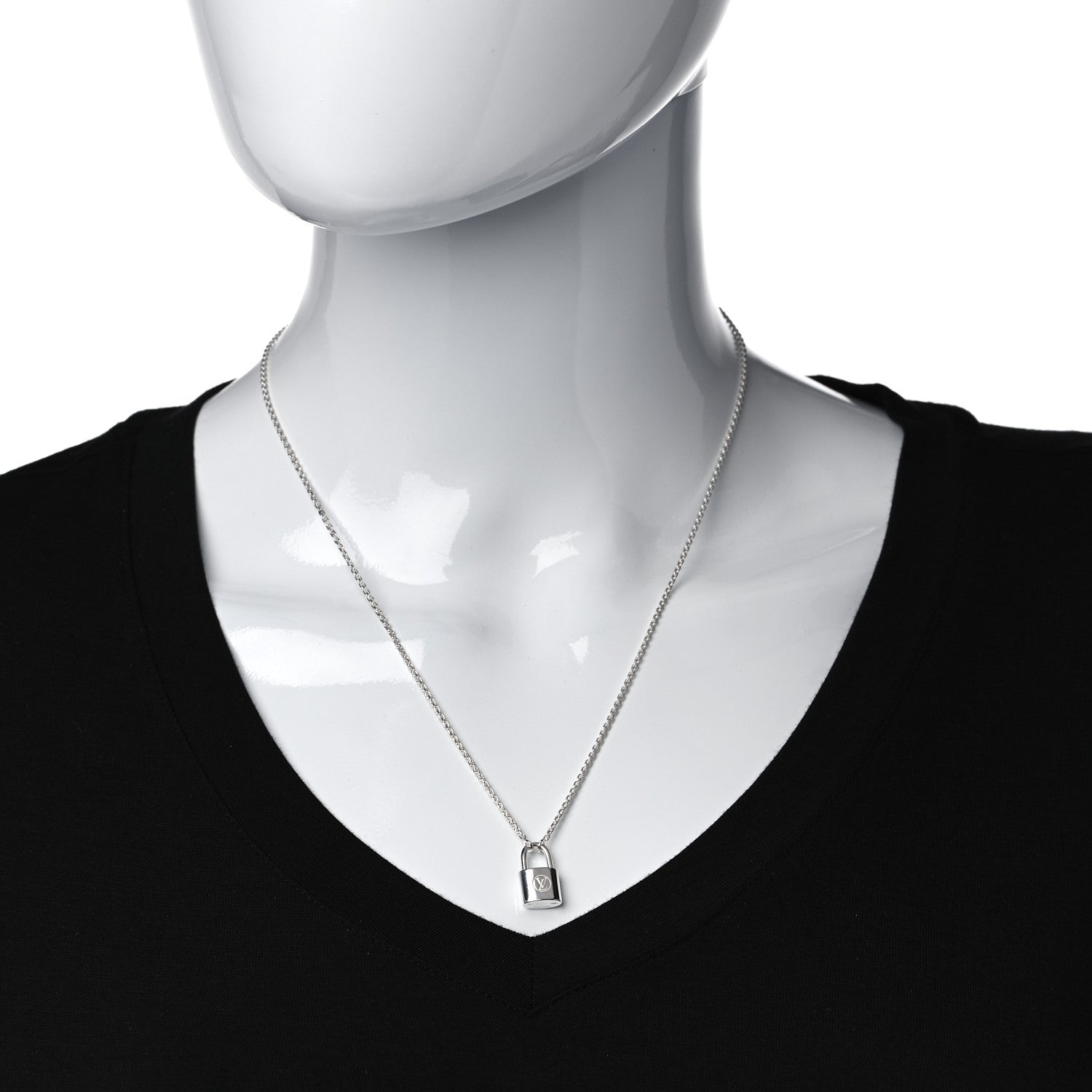 Louis Vuitton Sterling Silver Lockit Necklace 4 of 12