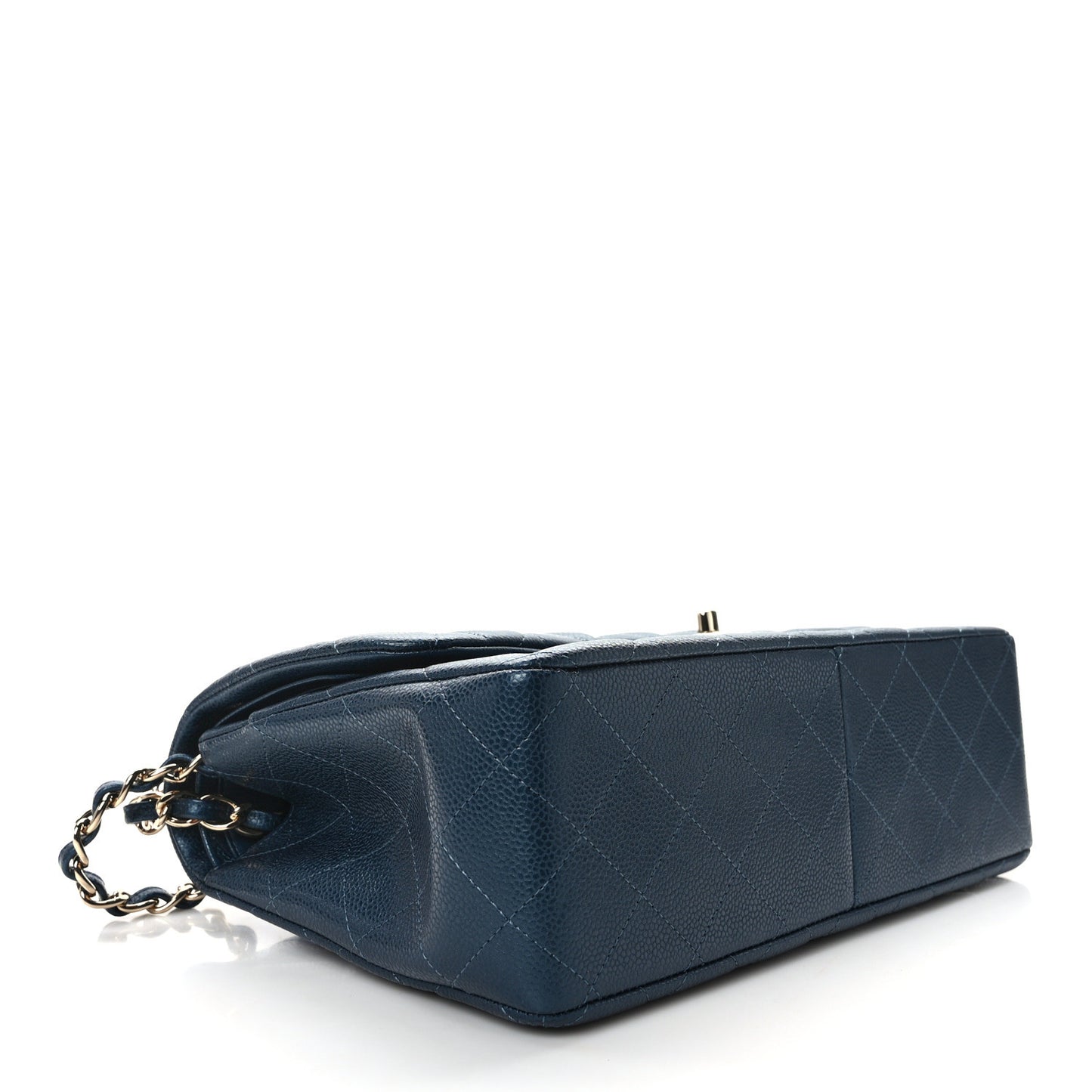Caviar Quilted Jumbo Double Flap Dark Blue