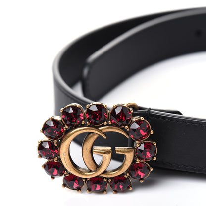 Gucci Calfskin Crystal Double G 30mm Belt 80 32 Black 5 of 8